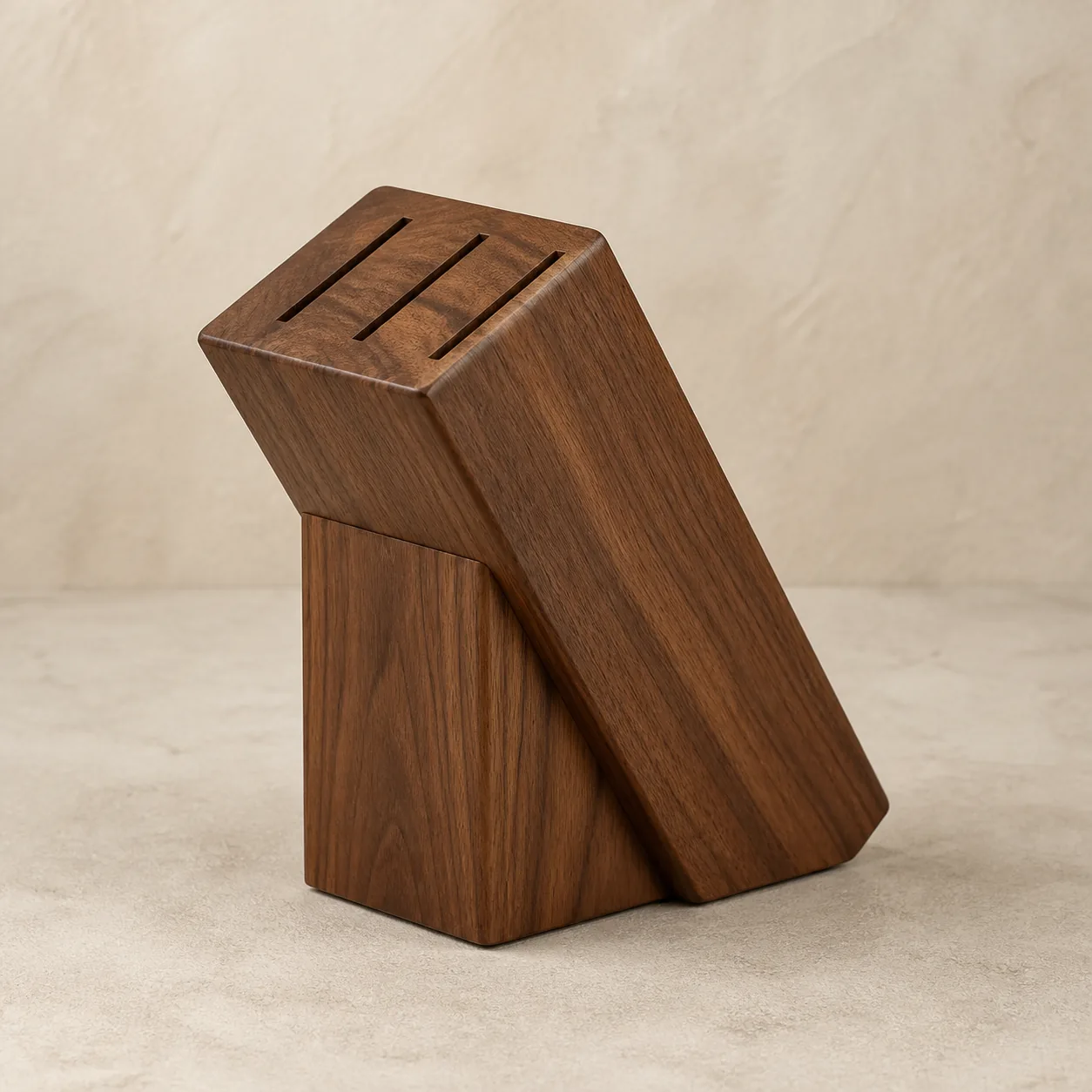 Walnut Kiri knife stand with three slots